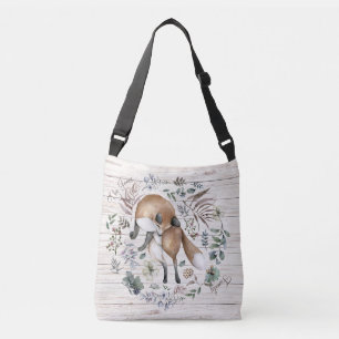 Bolsa Ajustável Nome do Monograma de Madeira Floral Fox