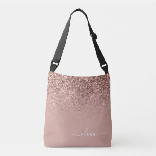 Bolsa Ajustável Nome do Monograma Dourado da Brilhante Rosa Rosa R