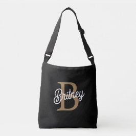 Bolsa Ajustável Nome do Monograma Elegante Moderno Script Dourado 