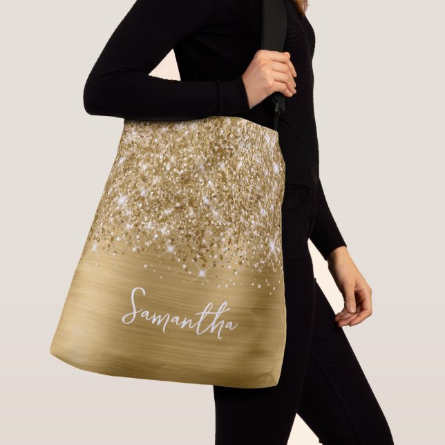 Bolsa Ajustável Nome Glam Ouro Brilhante (Close Up)