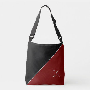 Bolsa Ajustável Nome Inicial Personalizado Preto Vermelho Elegante