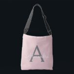 Bolsa Ajustável Nome Moderno do Monograma de Script Girassol de Ci<br><div class="desc">Aniversário,  presente de chá de fraldas ou festa de solteira do Blush Pink e Cinza para alguém que ama luxo de brilho e estilos quíticos.</div>