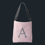 Bolsa Ajustável Nome Moderno do Monograma de Script Girassol de Ci<br><div class="desc">Aniversário,  presente de chá de fraldas ou festa de solteira do Blush Pink e Cinza para alguém que ama luxo de brilho e estilos quíticos.</div>