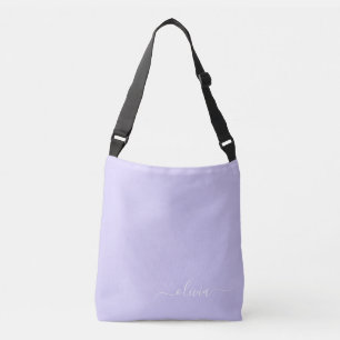 Bolsa Ajustável Nome Moderno do Monograma de Script Girly Roxo da 