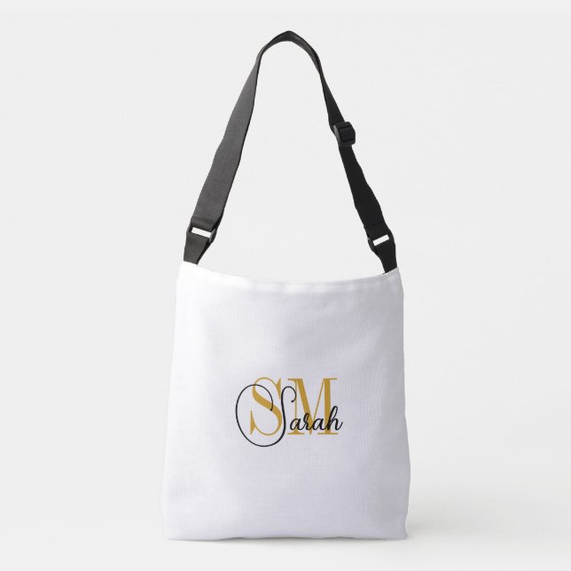 Bolsa Ajustável Nome Monograma e Mulheres Saco de Moda / Branco (Frente)