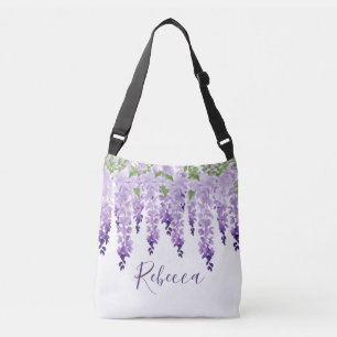 Bolsa Ajustável Nome Personalizado de Wisteria de Aquarela