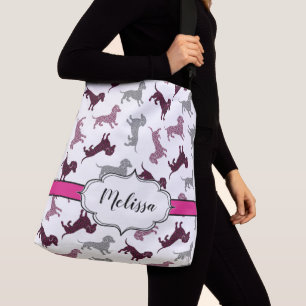Bolsa Ajustável Nome Personalizado do Damask Rosa Quente
