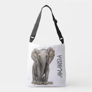 Bolsa Ajustável Nome Personalizado do Elephant de Aquarela Cuta