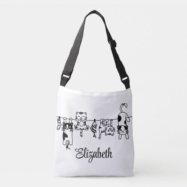 Bolsa Ajustável Nome Personalizado dos Gatinhos Gatinhos Gastos (Frente)