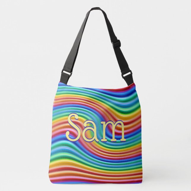 Bolsa Ajustável Nome personalizado Rainbow Pride cruza o corpo Tot (Frente)