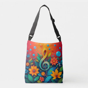 Bolsa Ajustável Nota Musical Artística Cercada Por Flor Colorido