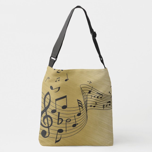 Bolsa Ajustável Notas de Música Douradas (Verso)