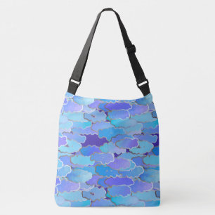 Bolsa Ajustável Nuvens japonesas, crepúsculo, violeta e azuis