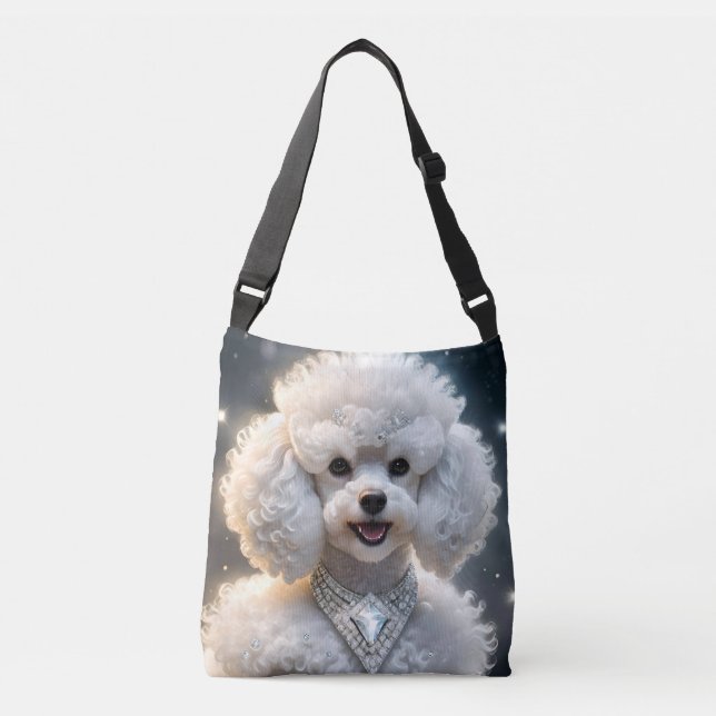 Bolsa Ajustável O Amor É Um Poodle Malhado Branco. (Frente)