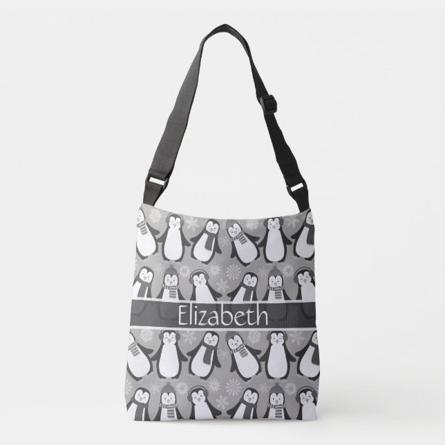Bolsa Ajustável O design bonito dos pinguins do inverno adiciona (Frente)