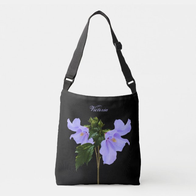 Bolsa Ajustável O hibiscus azul floresce sacolas pretas de (Frente)
