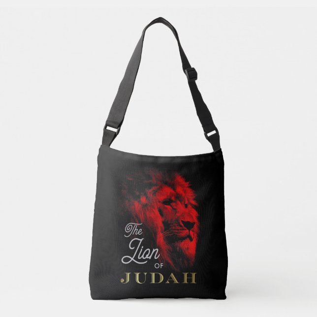 Bolsa Ajustável O Leão de Judah Black Red Dourada Christian (Frente)
