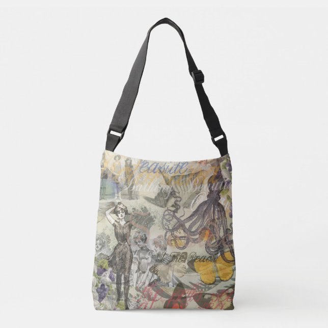 Bolsa Ajustável Octopus Beach Antique Coastal Steampunk (Frente)