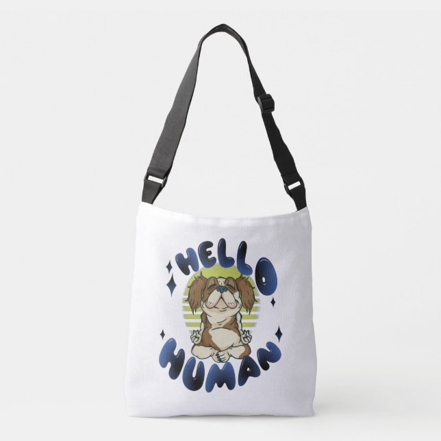 Bolsa Ajustável Olá humano Cachorro meditando yoga (Frente)