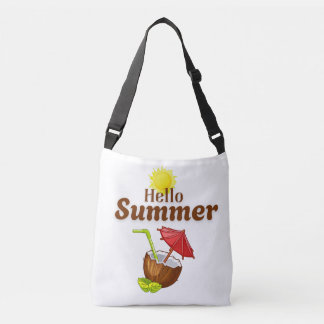Bolsa Ajustável Olá Verão Amarelo Sol Coco Guarda-Chuva Vermelho