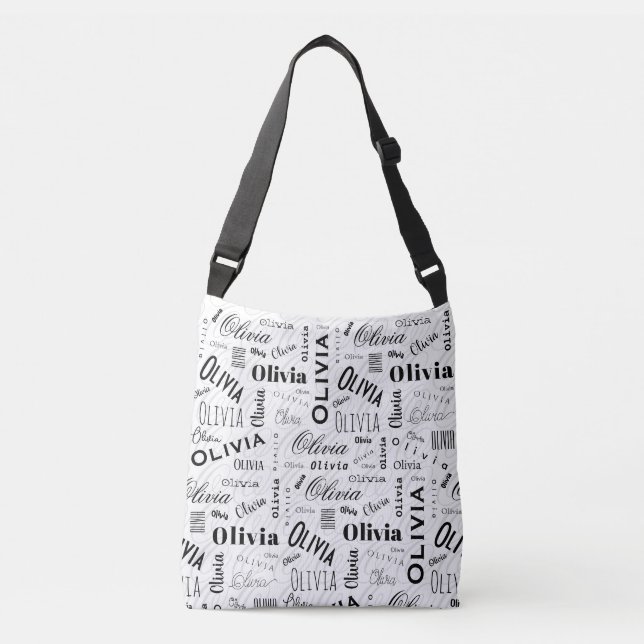 Bolsa Ajustável Olivia Custom Name Black White  (Frente)