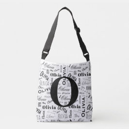 Bolsa Ajustável Olivia Nome Personalizado Preto Branco