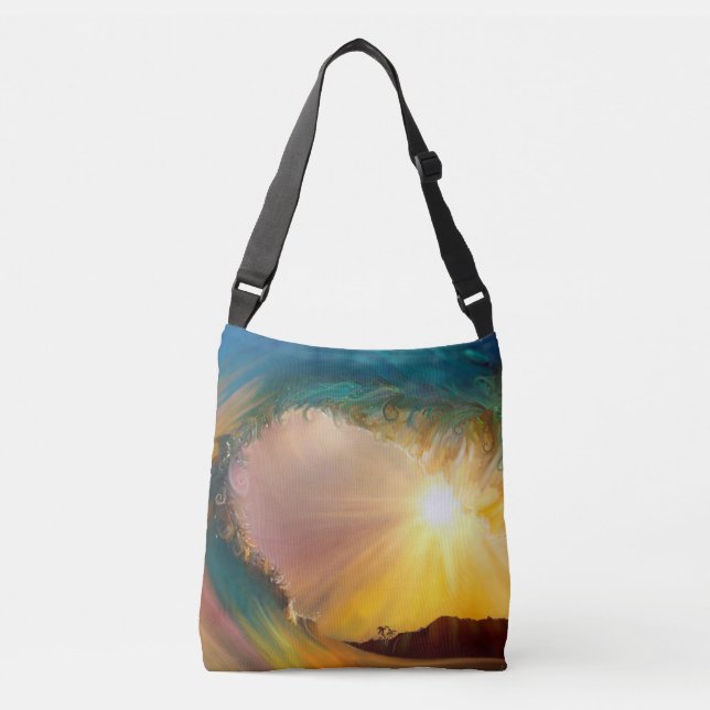 Bolsa Ajustável Onda tropical brilhante no pôr do sol (Frente)
