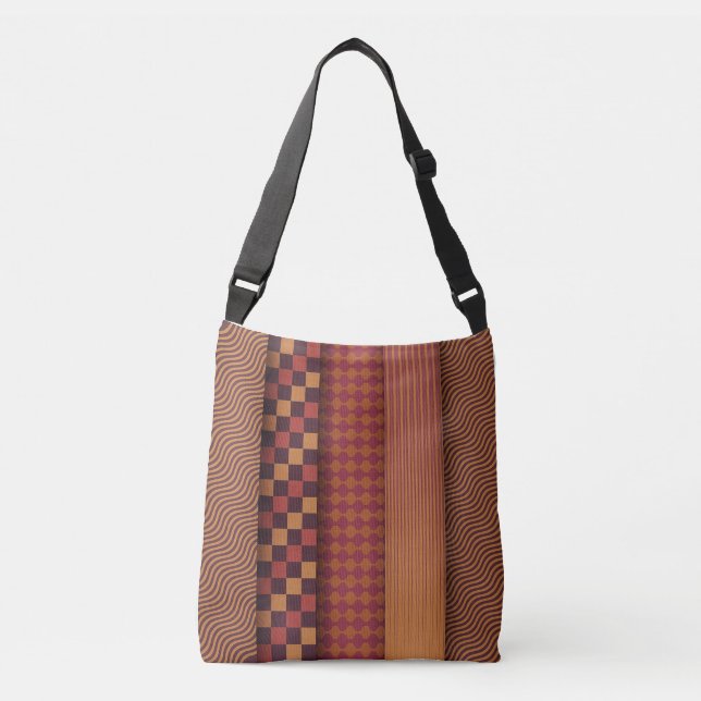 Bolsa Ajustável Ondas Retro e Padrão Geométrico de Meados do Sécul (Frente)