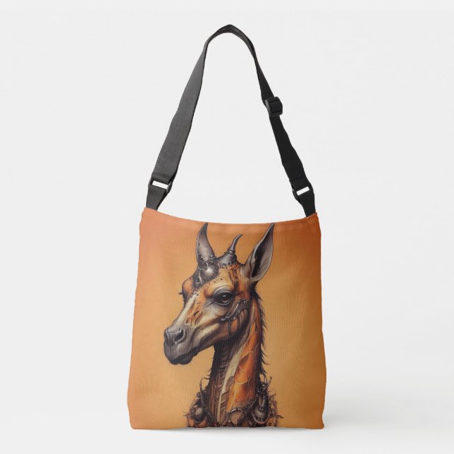Bolsa Ajustável Orange Steampunk Giraffe, (Frente)