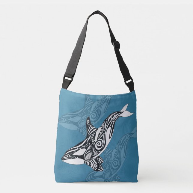 Bolsa Ajustável Orca Killer Whale Tlingue Indigo Blue ink (Frente)
