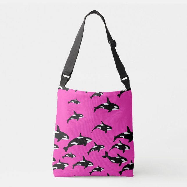 Bolsa Ajustável Orca Rosa Quente - Tema Do Oceano Padrado (Frente)