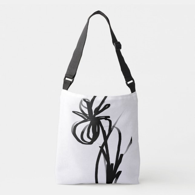Bolsa Ajustável Orchid Blanc: Abstrato branco e preto (Frente)