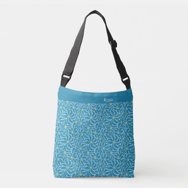 Bolsa Ajustável Organic floral shapes turquoise yellow (Frente)
