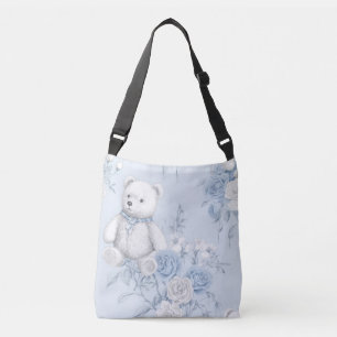 Bolsa Ajustável ornamento floral azul francês e urso