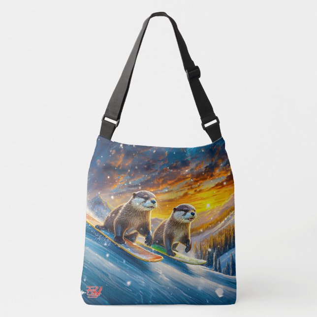 Bolsa Ajustável Otters On Snowboards Design Por Rich AMeN Gill (Frente)