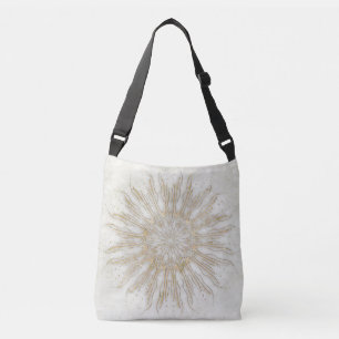 Bolsa Ajustável Ouro branco de sunburst mandala estilo orgânico
