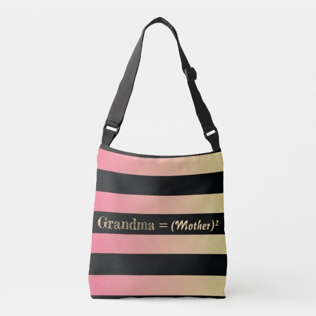 Bolsa Ajustável ouro rosa com presente de avó listrado de preto (Frente)