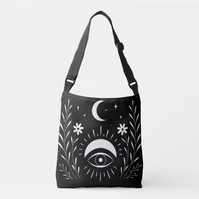 Bolsa Ajustável Ousado Preto e Branco Olho Boho  (Frente)