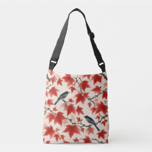Bolsa Ajustável Outono Álamo e Pássaros Arte Japonesa