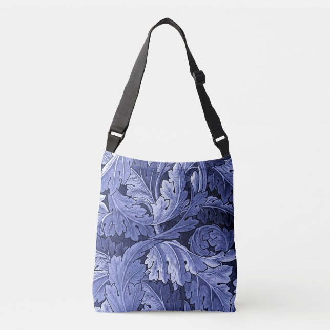 Bolsa Ajustável Padrão Acanthus Pré-Raphaelite Em Azul (Frente)