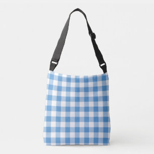 Bolsa Ajustável Padrão All-Over-Impressão Baby Blue e White Gingha