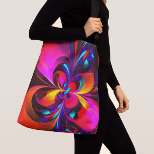 Bolsa Ajustável Padrão Azul Vermelho Abstrato Floral Moderno #07