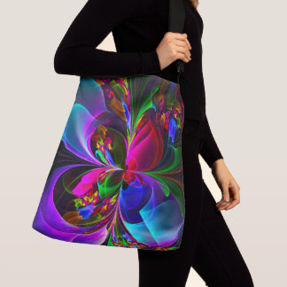 Bolsa Ajustável Padrão Azul Vermelho Abstrato Floral Moderno #12