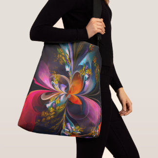 Bolsa Ajustável Padrão Azul Vermelho Abstrato Floral Moderno #13