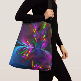 Bolsa Ajustável Padrão Azul Vermelho Abstrato Floral Moderno #15