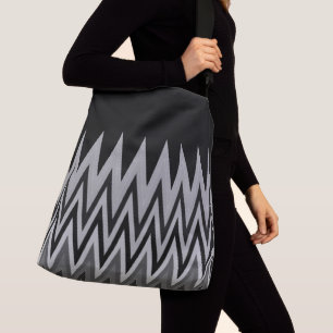Bolsa Ajustável Padrão Chevron da Cinza de Cinza Prateada Preta