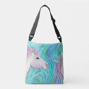 Bolsa Ajustável Padrão Colorido de Pastel Sem Costura de Cavalo Br