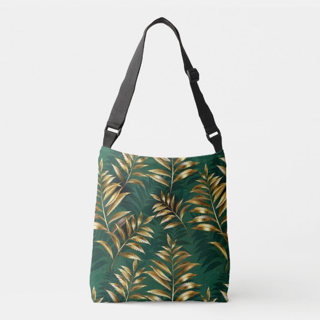 Bolsa Ajustável Padrão contínuo com samambaias douradas (Frente)