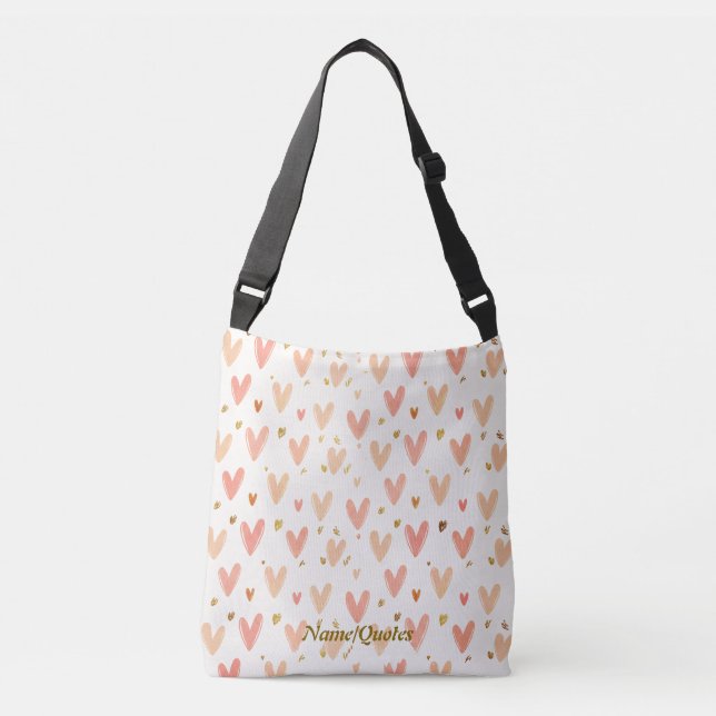 Bolsa Ajustável Padrão contínuo de Corações Rosa Suave (Frente)