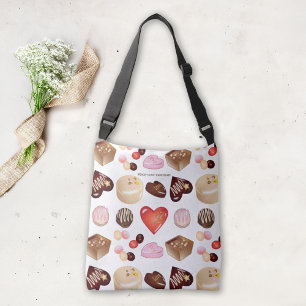 Bolsa Ajustável Padrão Coração de Chocolate Doce Paz Amor Chic Fof